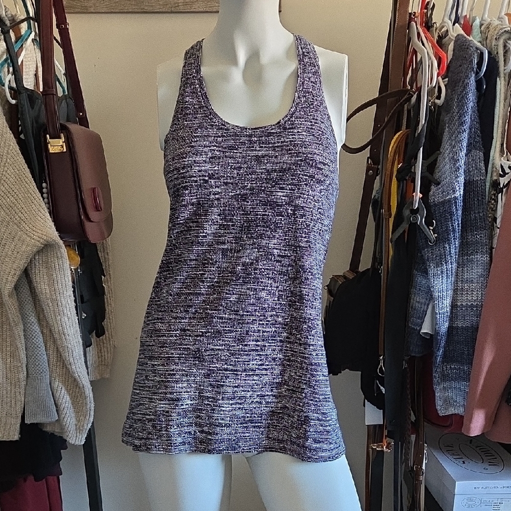Lululemon Athletica Black and White Racerback Fitted Tank Top